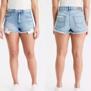 American Eagle curvy hi-rise shortie super stretch shorts